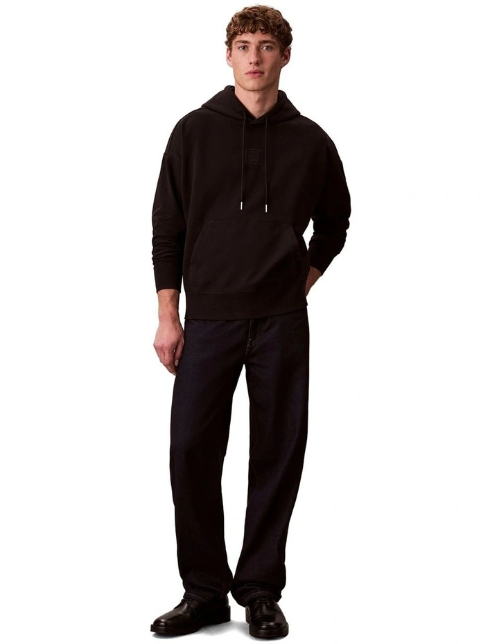 Premium Terry Emblem Hoodie in Black image 5