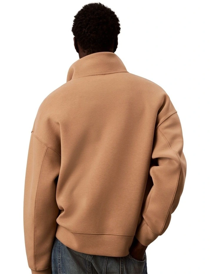 Spacer Mock Neck Quater Zip Fleece Sweater in Tigers Eye image 2