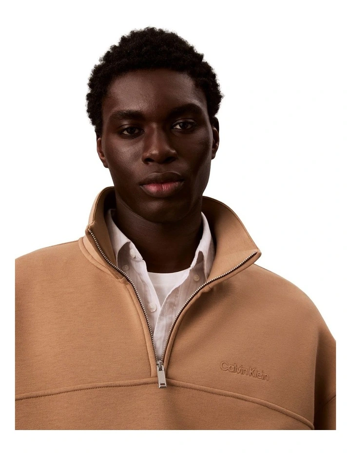 Spacer Mock Neck Quater Zip Fleece Sweater in Tigers Eye image 3