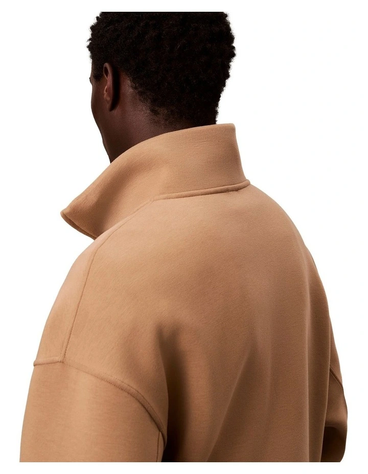 Spacer Mock Neck Quater Zip Fleece Sweater in Tigers Eye image 4