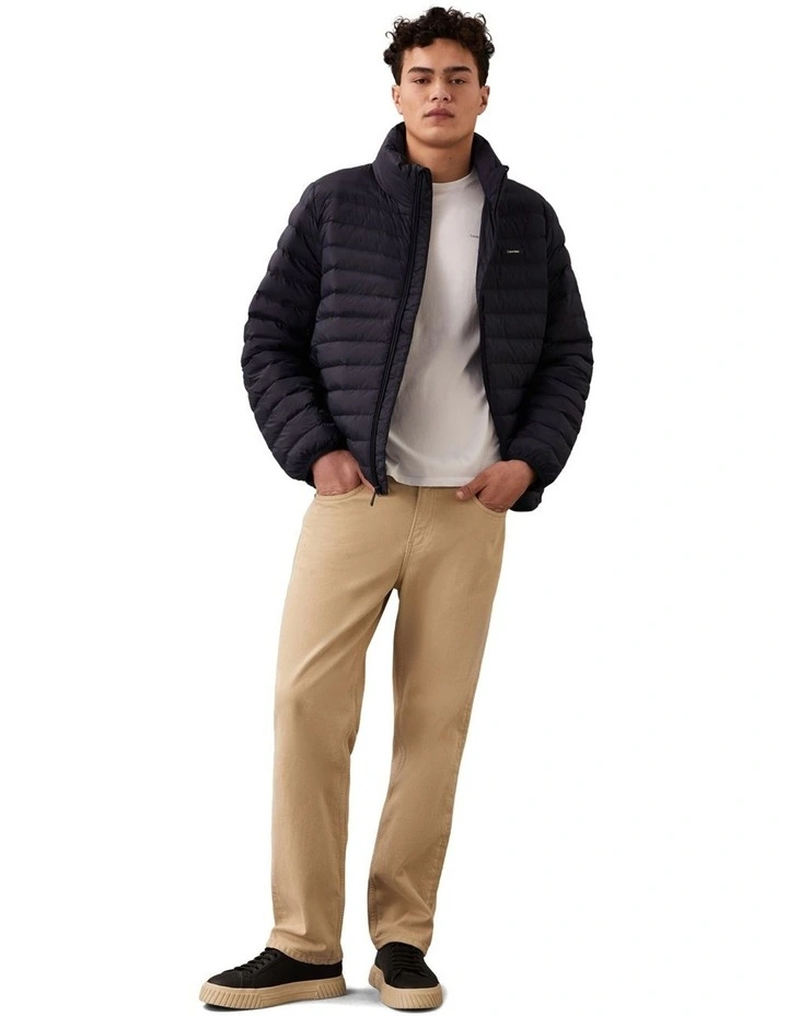 Light Weight Nylon Channeled Puffer Jacket in Dark Sapphire image 2