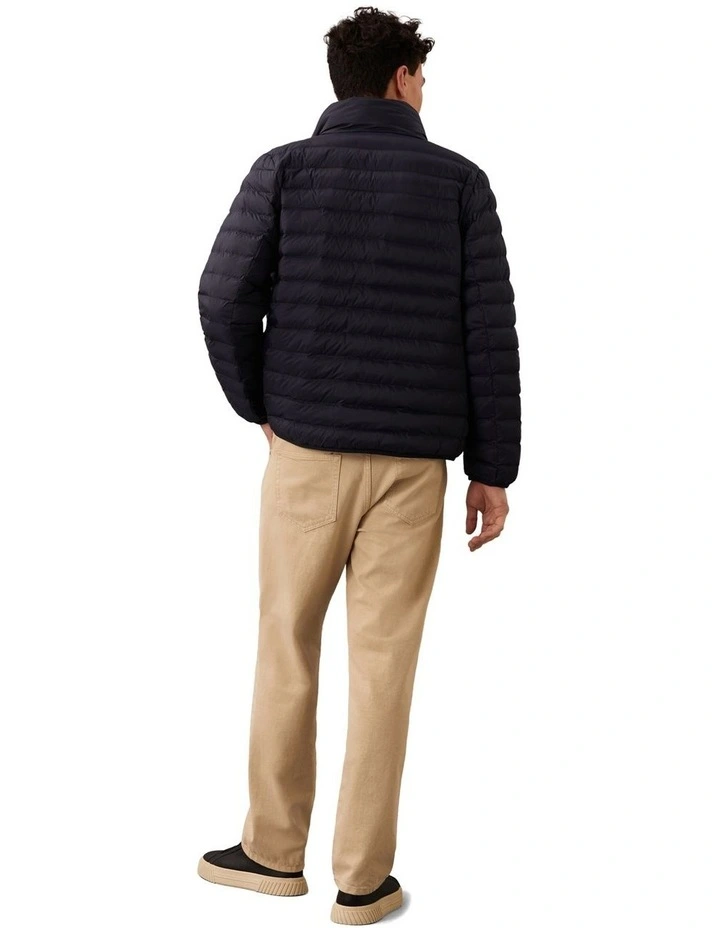 Light Weight Nylon Channeled Puffer Jacket in Dark Sapphire image 3