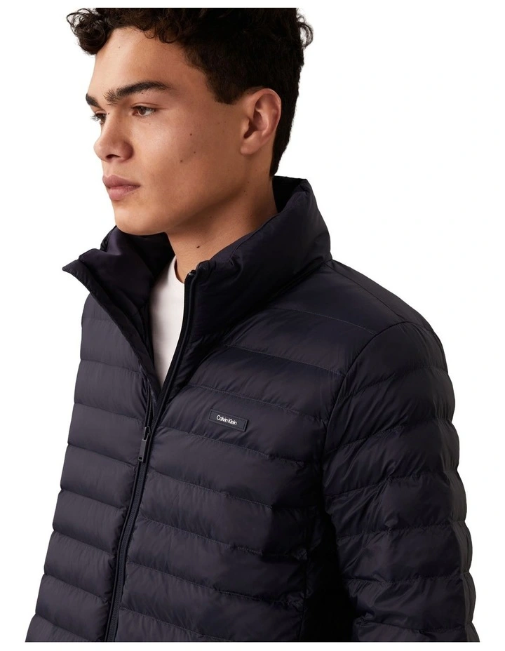 Light Weight Nylon Channeled Puffer Jacket in Dark Sapphire image 4