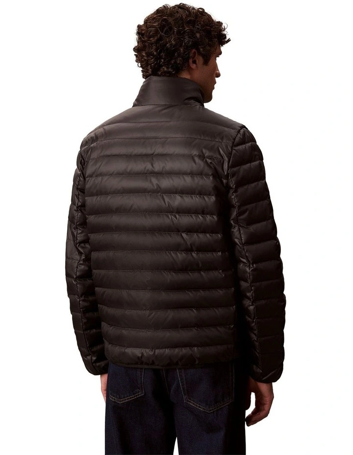 Light Weight Nylon Channeled Puffer Jacket in Black image 3