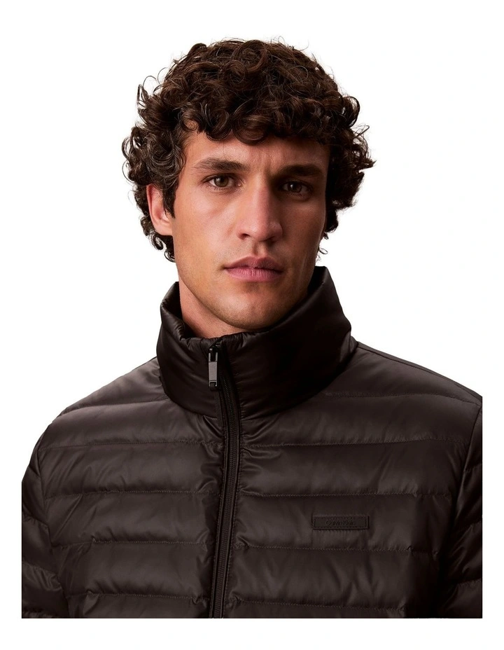 Light Weight Nylon Channeled Puffer Jacket in Black image 4