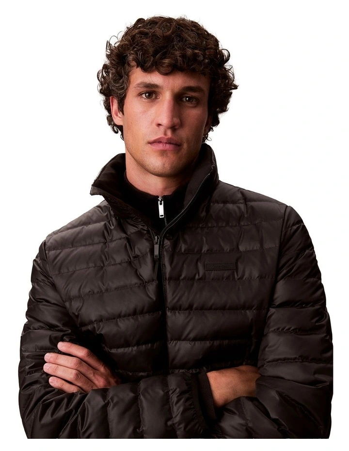 Light Weight Nylon Channeled Puffer Jacket in Black image 6
