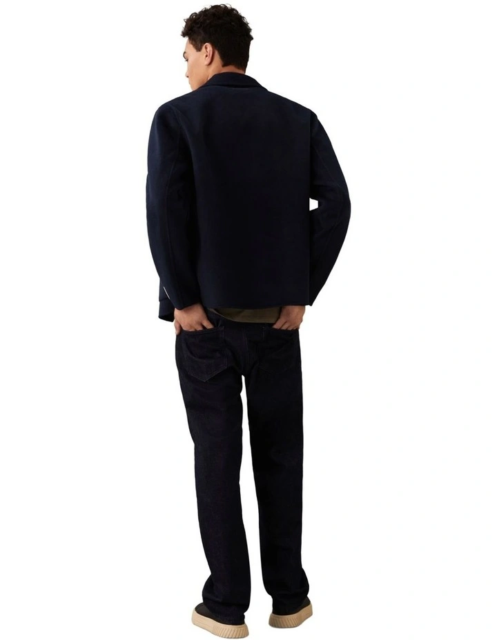 Double Face Wool Blend Chore Jacket in Dark Sapphire image 3