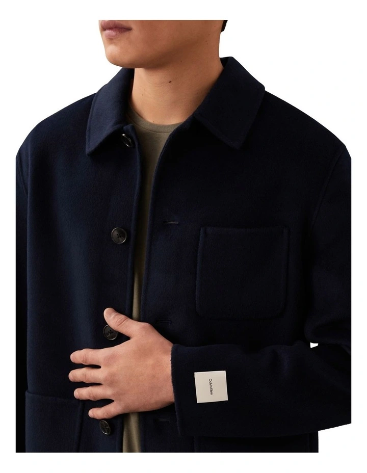 Double Face Wool Blend Chore Jacket in Dark Sapphire image 4