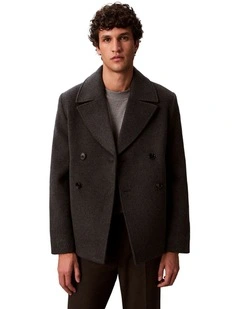 Double Face Concrete Peacoat in Charcoal Heather
