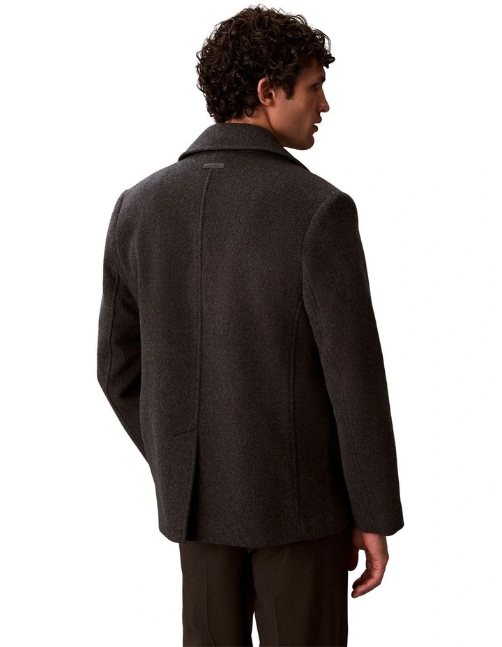 Double Face Concrete Peacoat in Charcoal Heather image 2