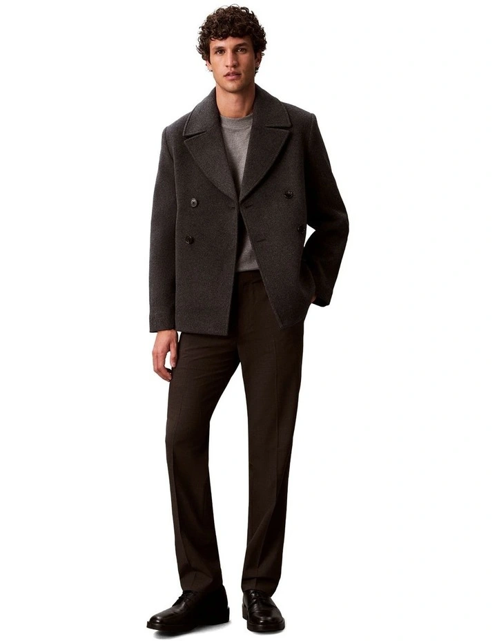 Double Face Concrete Peacoat in Charcoal Heather image 3