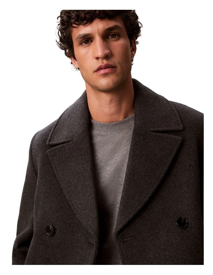 Double Face Concrete Peacoat in Charcoal Heather image 5