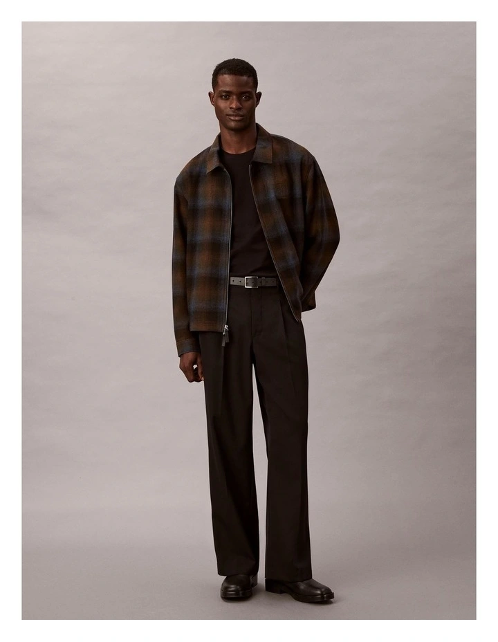 Wool Flannel Zip Jacket in Thrush Check Print image 2