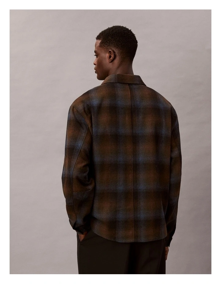 Wool Flannel Zip Jacket in Thrush Check Print image 3