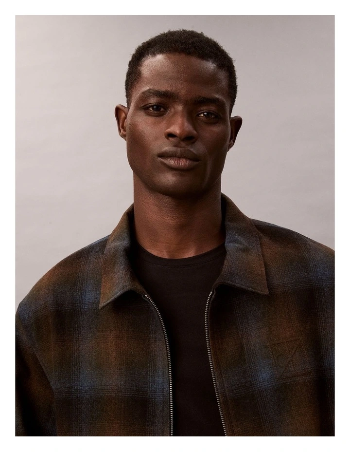Wool Flannel Zip Jacket in Thrush Check Print image 5