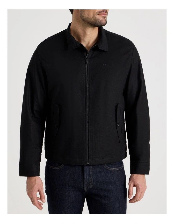 Linen Blend Harrington Jacket Black image 1