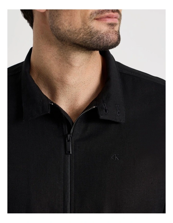 Linen Blend Harrington Jacket Black image 2