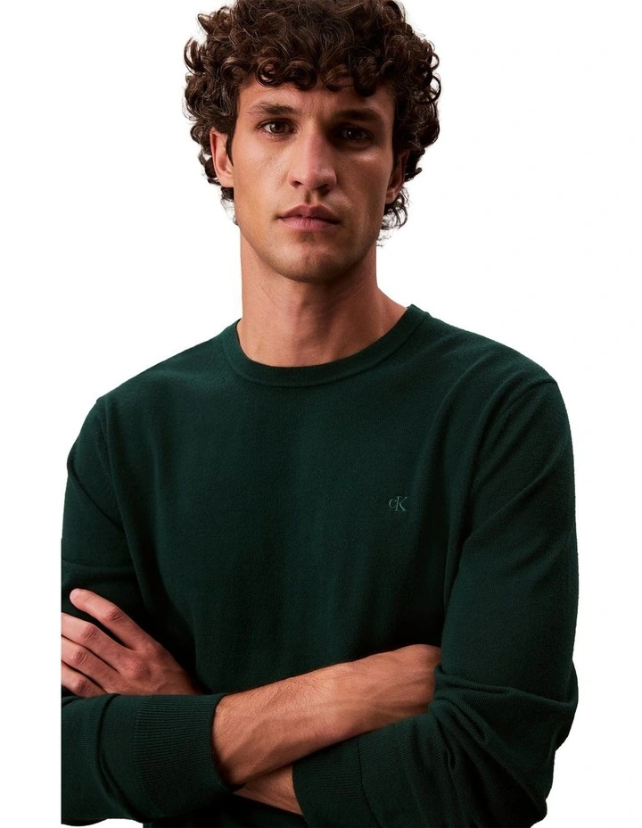 Merino Crew Neck Sweater in Miami Green image 3