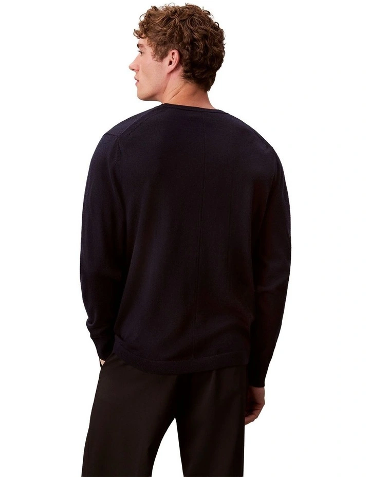 Merino Crew Neck Sweater in Dark Sapphire image 2