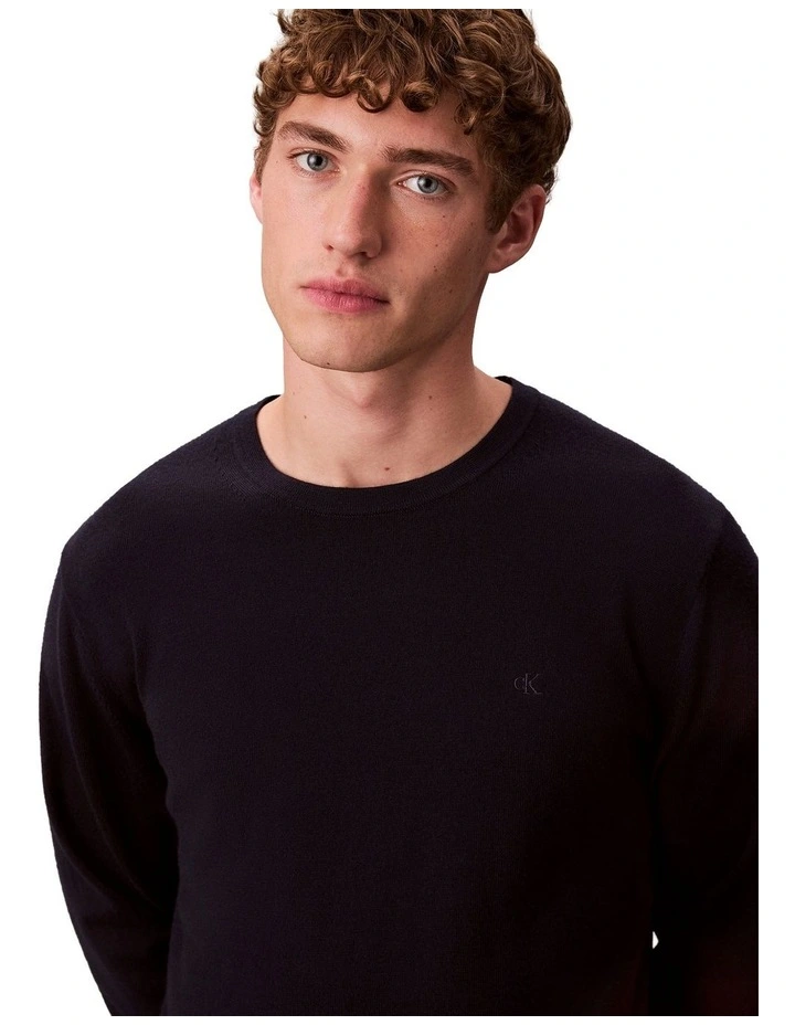 Merino Crew Neck Sweater in Dark Sapphire image 3
