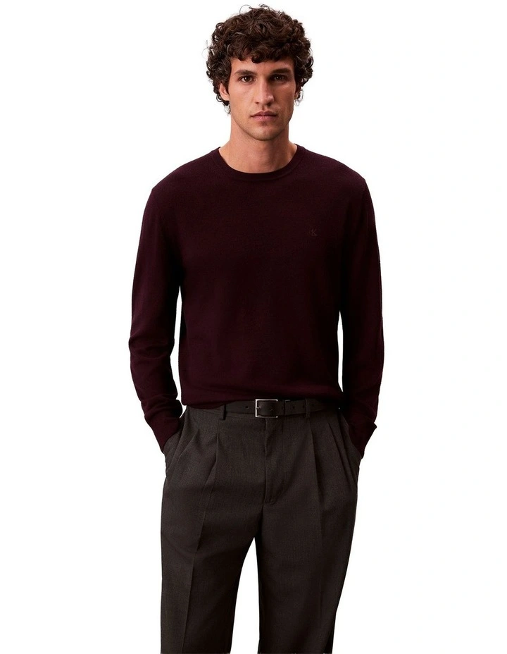Merino Crew Neck Sweater in Moroccan Brown image 1