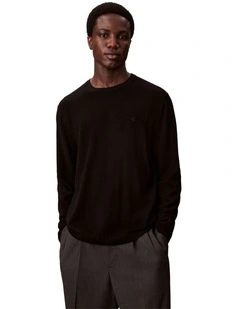 Merino Crew Neck Sweater in Black