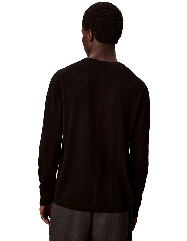 Merino Crew Neck Sweater in Black image 2