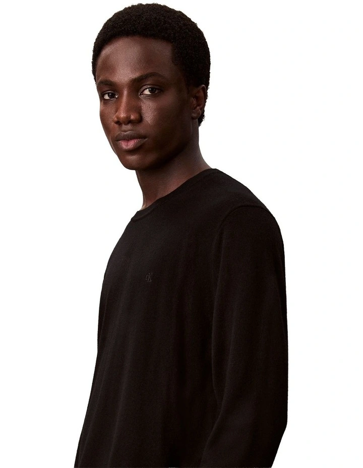 Merino Crew Neck Sweater in Black image 5