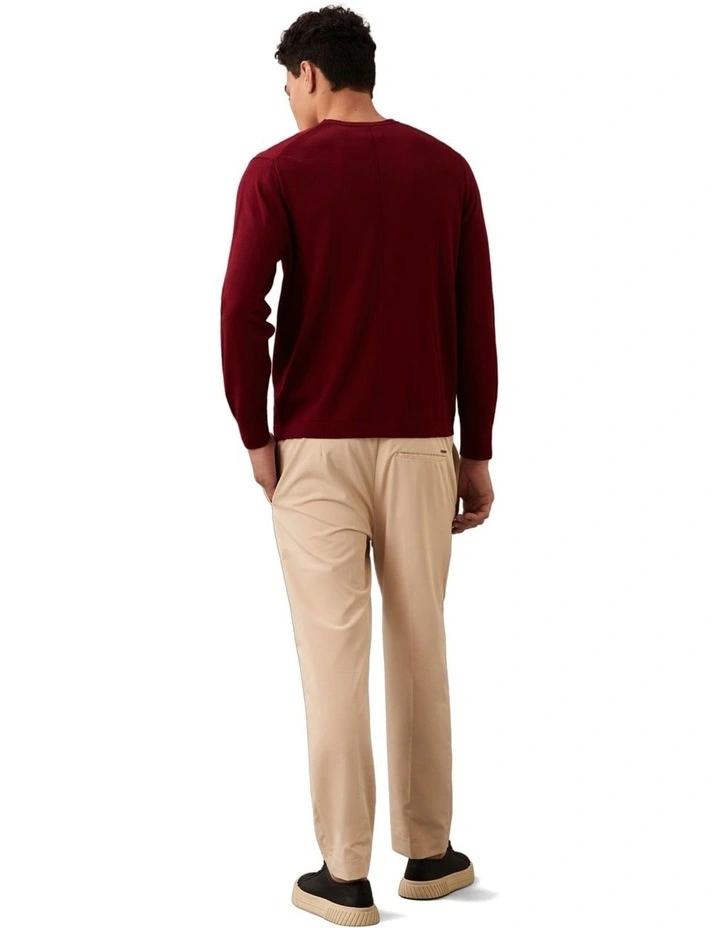 Merino Crew Neck Sweater in Beet Red image 2