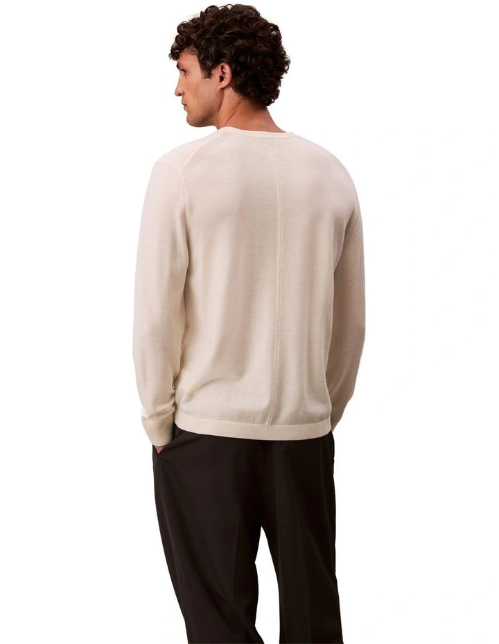 Merino Crew Neck Sweater in Antique White image 2