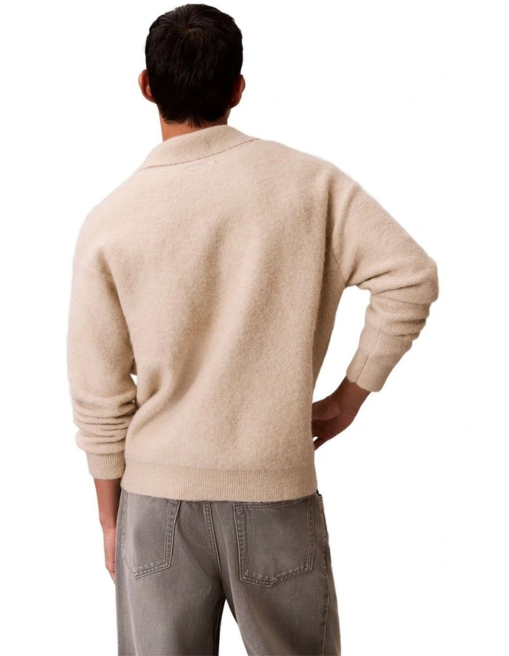 Brushed Alpaca Johnny Collar Sweater in Pelican image 2