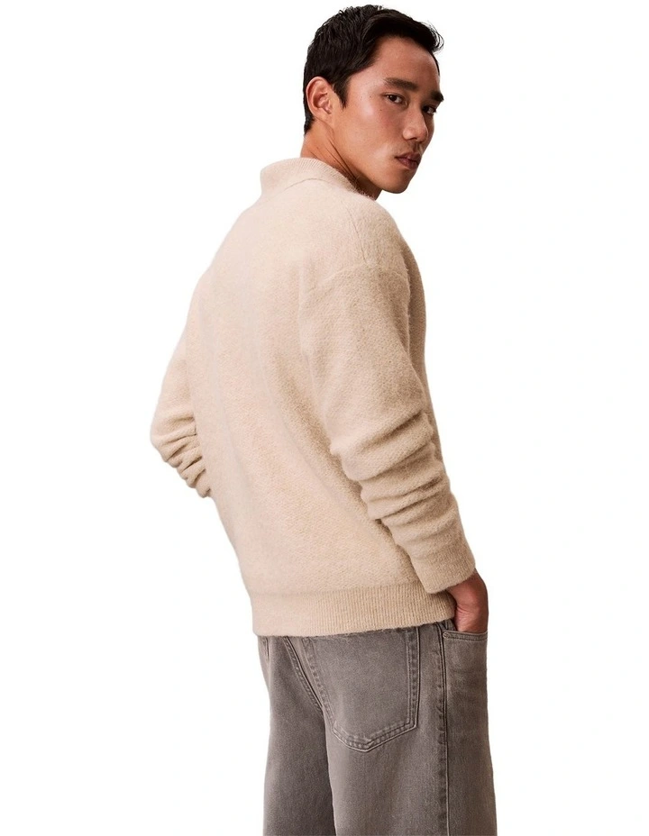 Brushed Alpaca Johnny Collar Sweater in Pelican image 4