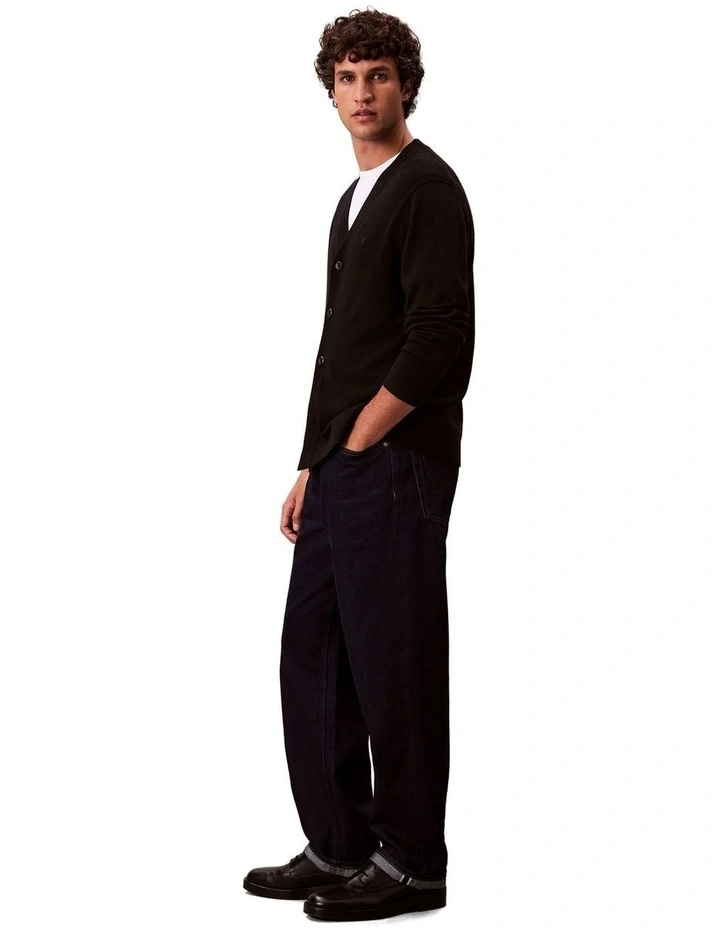 Merino Wool Cardigan Jumper in Black image 4