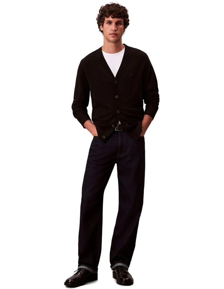 Merino Wool Cardigan Jumper in Black image 5