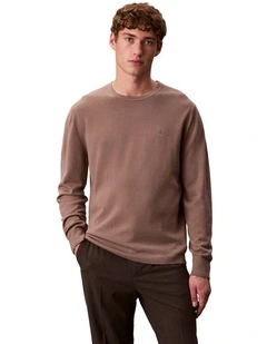 Merino Wool Crew Neck Sweater in Taupe Tone