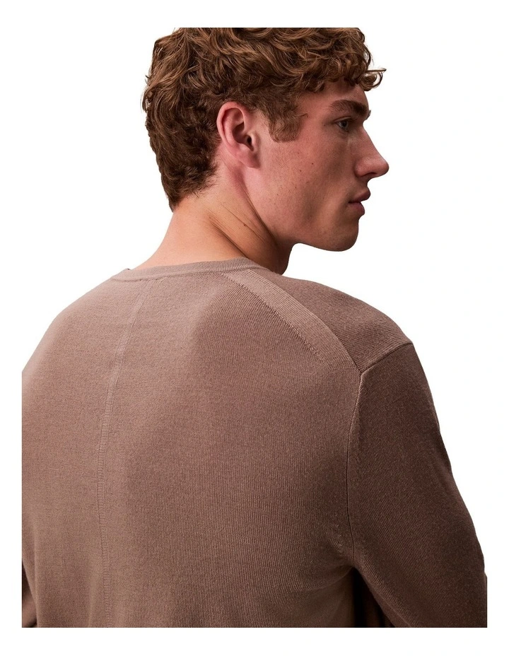 Merino Wool Crew Neck Sweater in Taupe Tone image 4