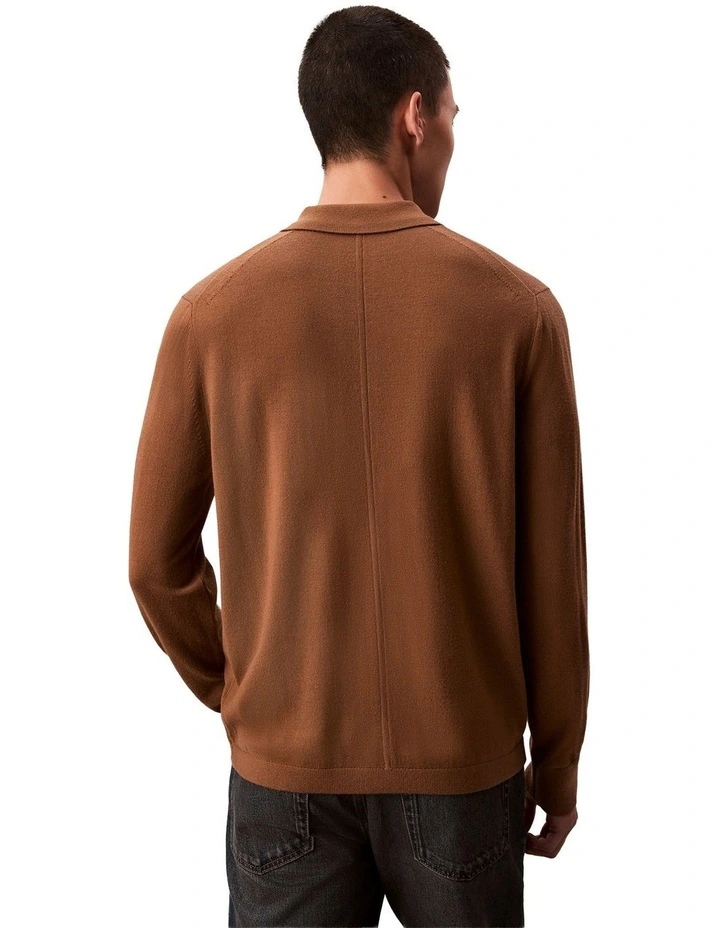 Merino Wool Polo Sweater in Thrush image 2