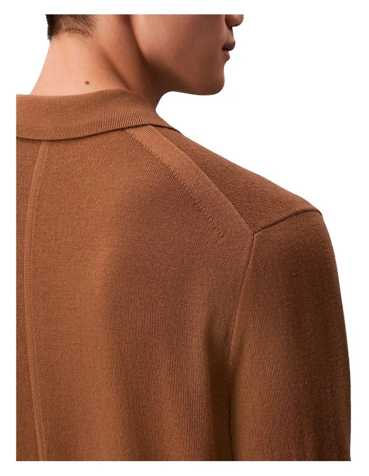 Merino Wool Polo Sweater in Thrush image 5
