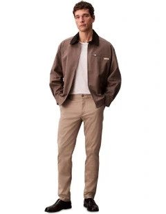 Slim Cotton Stretch Chino Trouser in Vintage Khaki