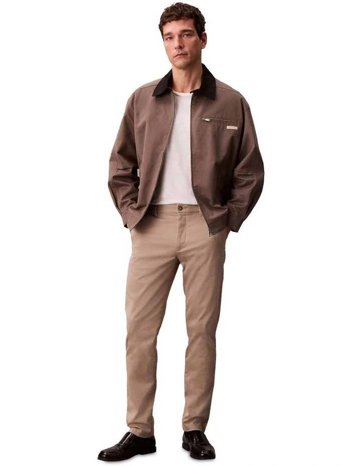 Slim Cotton Stretch Chino Trouser in Vintage Khaki image 1