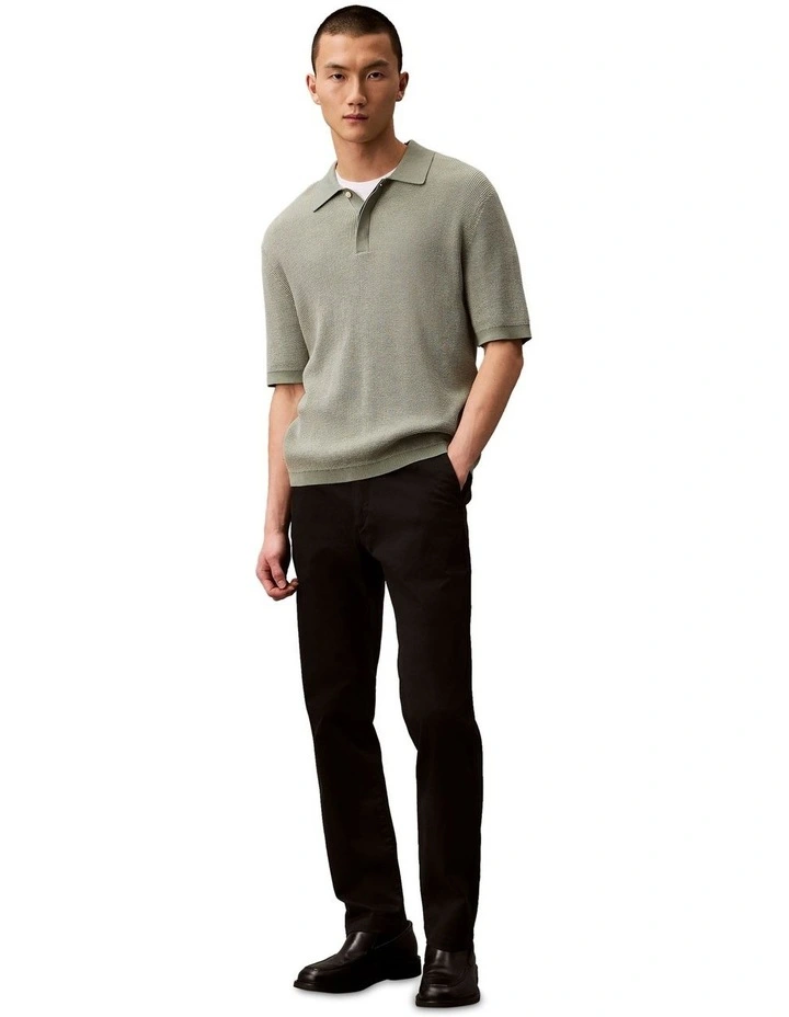 Slim Cotton Stretch Chino Trouser in Black image 1