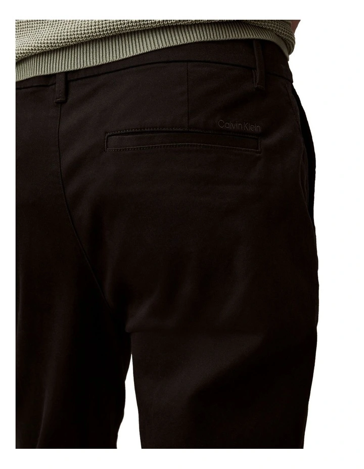 Slim Cotton Stretch Chino Trouser in Black image 3