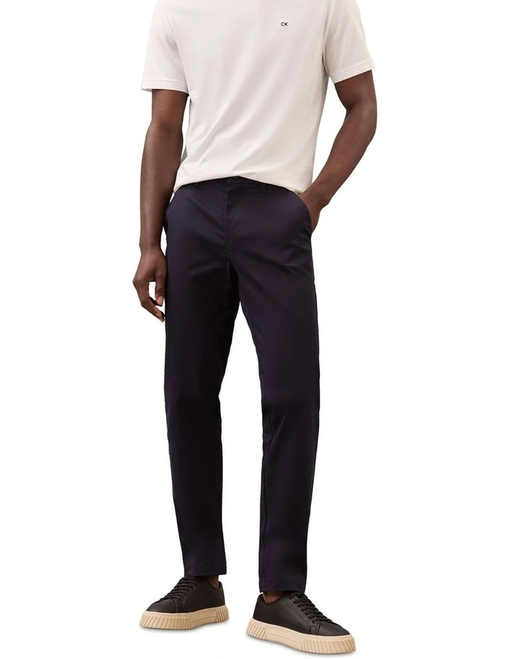 Sateen Streth Slim Chino Pant in Dark Sapphire image 1