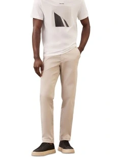Sateen Streth Slim Chino Pant in Silver Lining
