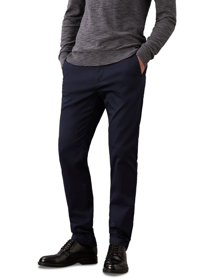 Slim Cotton Stretch Chino Trouser in Dark Sapphire image 1