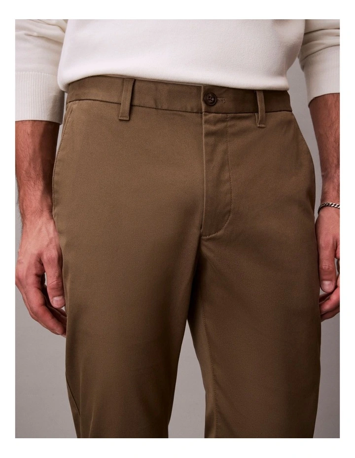 Slim Stretch Chino Trousers in Capers image 5