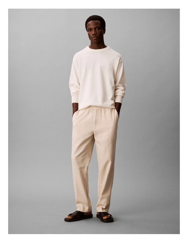 Straight Linen Pull-on Pants in Oatmeal image 2