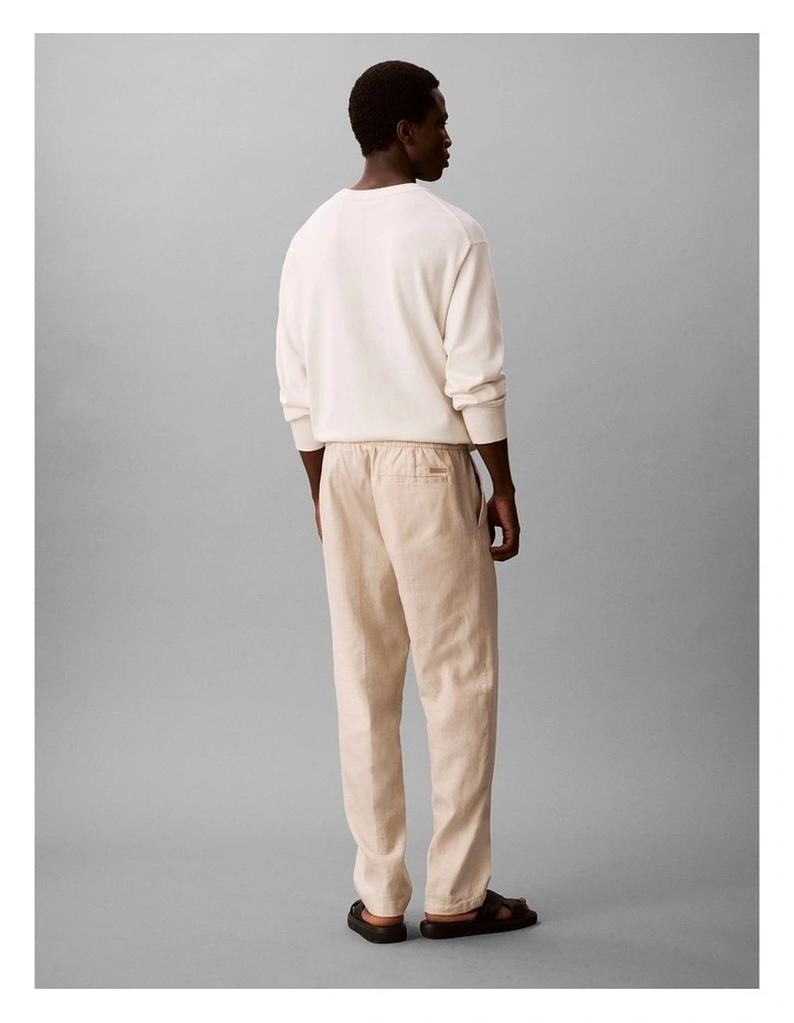 Straight Linen Pull-on Pants in Oatmeal image 3
