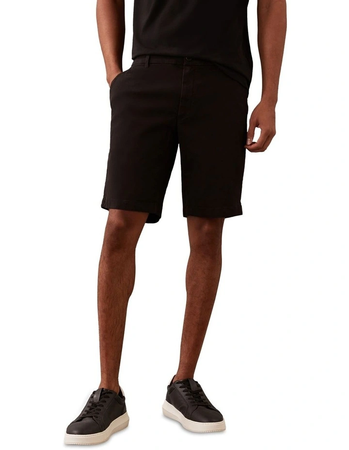 Modern Twill Slim Chino Short in Black image 1