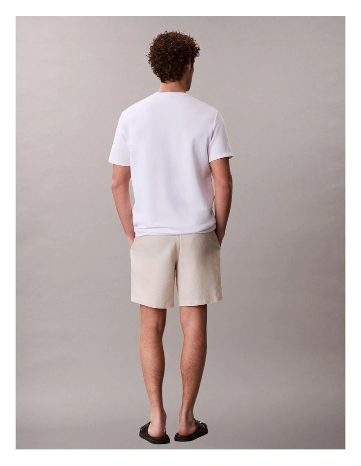 Straight Linen Pull On Short in Oatmeal image 2